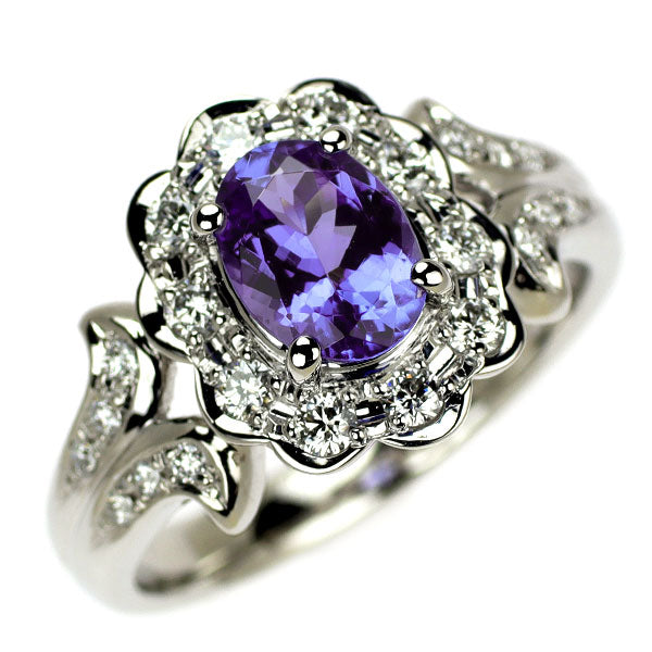 Pt900 タンザナイト ダイヤモンド リング 1.38ct D0.46ct