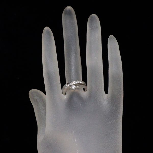 Pt900 多面カット ダイヤモンド リング 0.325ct D0.19ct