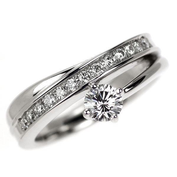 Pt900 多面カット ダイヤモンド リング 0.325ct D0.19ct