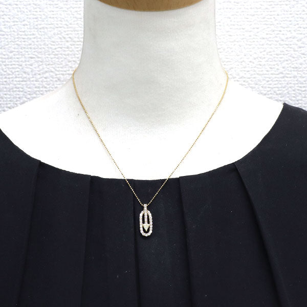 K18YG トリリアントカット ダイヤモンド ペンダントネックレス 0.28ct D0.55ct