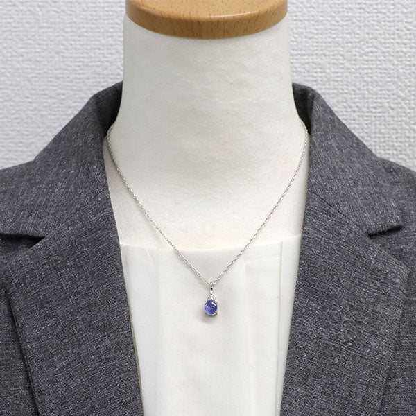Pt900/ Pt850 スターサファイア ダイヤモンド ペンダントネックレス 2.47ct D0.10ct