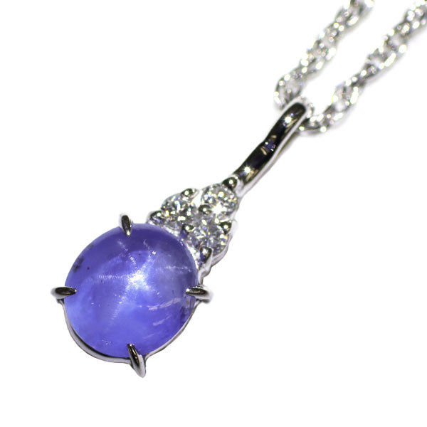 Pt900/ Pt850 スターサファイア ダイヤモンド ペンダントネックレス 2.47ct D0.10ct