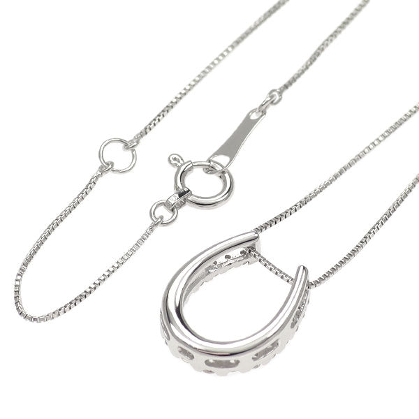 K18WG ダイヤモンド ペンダントネックレス 0.20ct 馬蹄 ホースシュー
