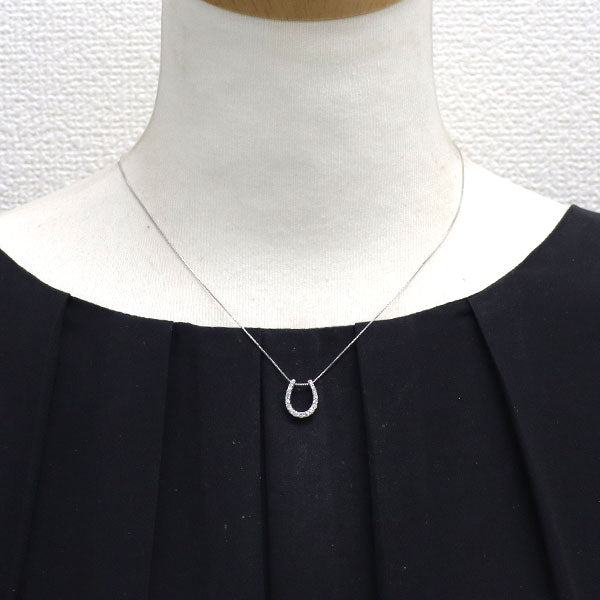 K18WG ダイヤモンド ペンダントネックレス 0.20ct 馬蹄 ホースシュー