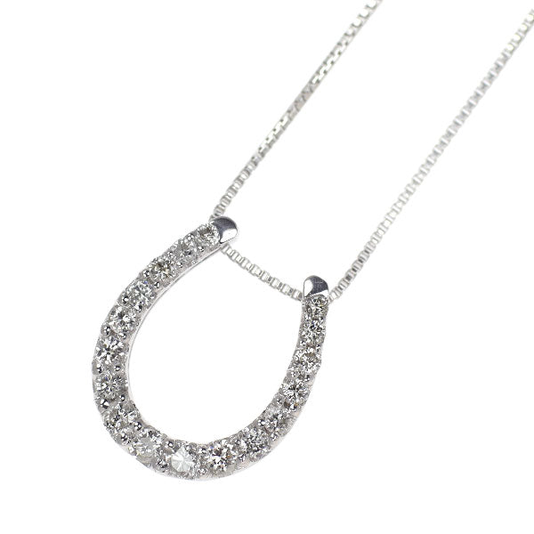 K18WG ダイヤモンド ペンダントネックレス 0.20ct 馬蹄 ホースシュー