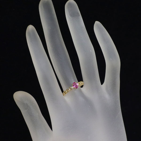 K18YG ピンクサファイア ダイヤモンド リング 0.413ct D0.01ct