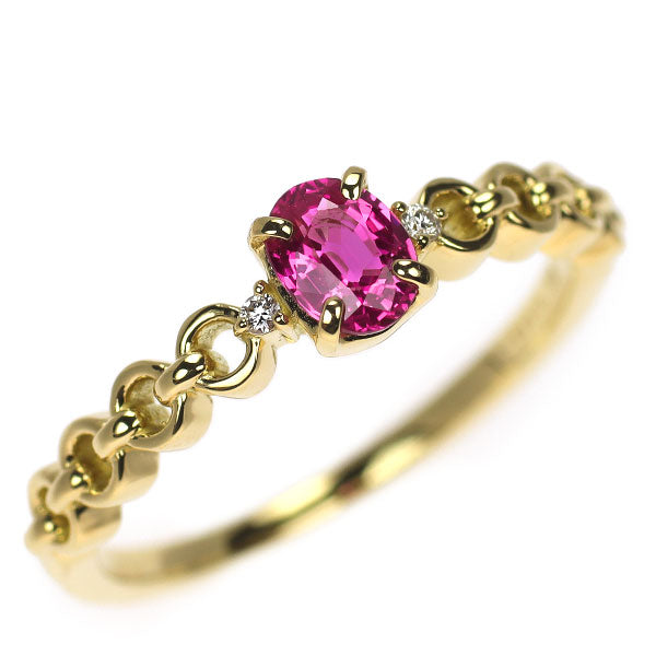 K18YG ピンクサファイア ダイヤモンド リング 0.413ct D0.01ct