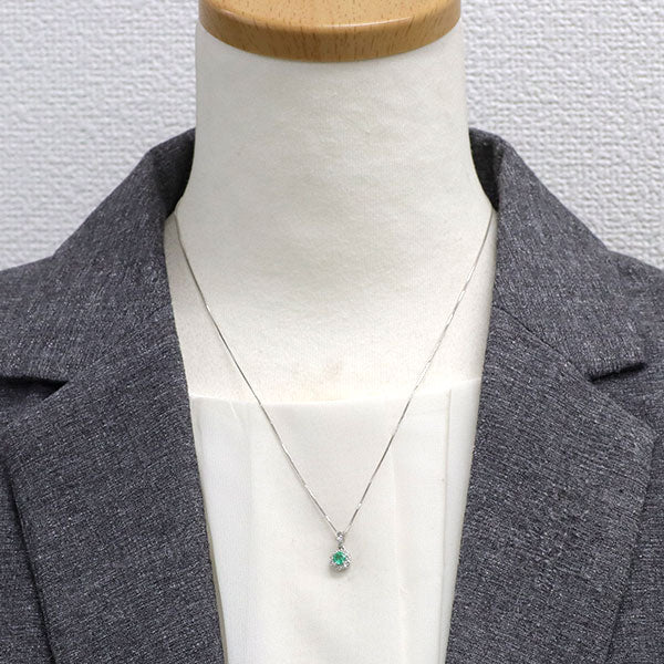 Pt900/ Pt850 エメラルド ダイヤモンド ペンダントネックレス 0.25ct D0.21ct