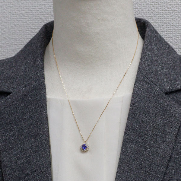 K18YG タンザナイト ダイヤモンド ペンダントネックレス 0.80ct D0.24ct