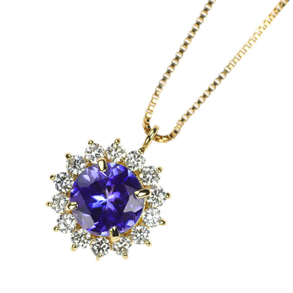 K18YG タンザナイト ダイヤモンド ペンダントネックレス 0.80ct D0.24ct