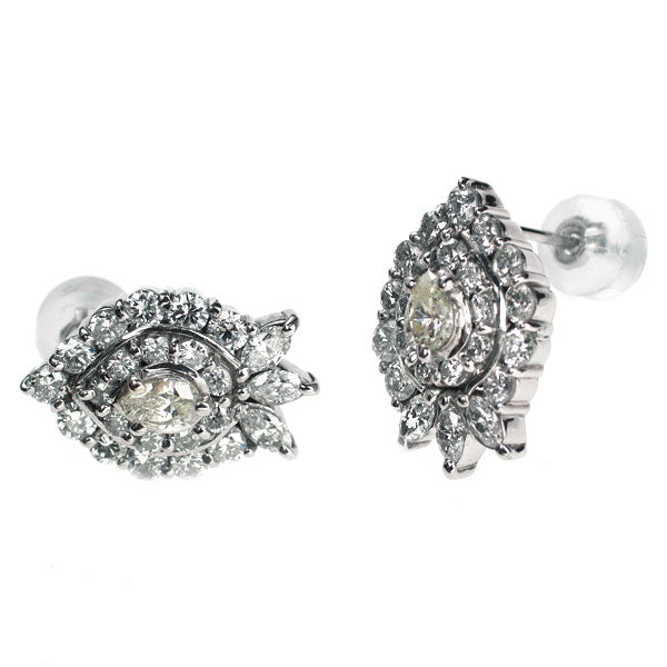 Pt900 ペアシェイプ ダイヤモンド ピアス 0.48ct D1.64ct