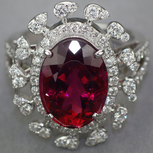 K18WG ルベライト ダイヤモンド リング 6.03ct D1.30ct 希少