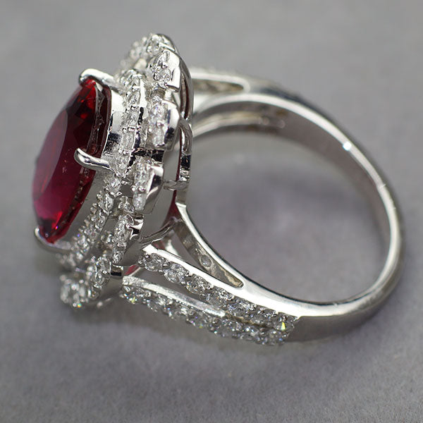 K18WG ルベライト ダイヤモンド リング 6.03ct D1.30ct 希少