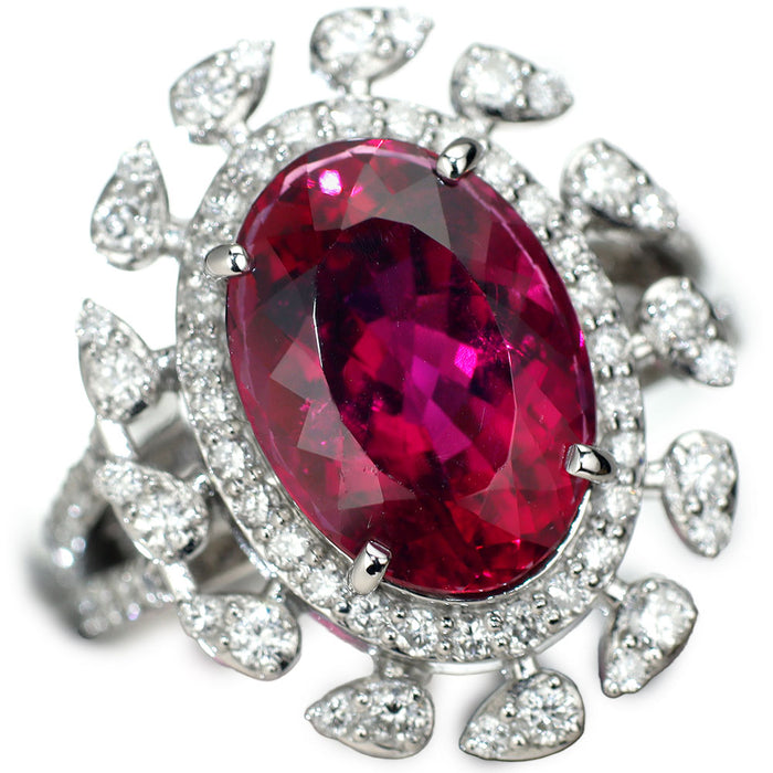 K18WG ルベライト ダイヤモンド リング 6.03ct D1.30ct 希少