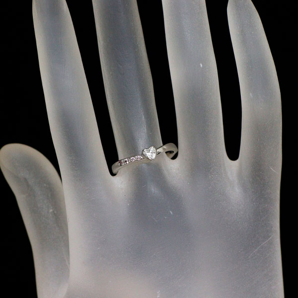 Pt900 ハートシェイプ ダイヤモンド リング 0.127ct PD0.04ct