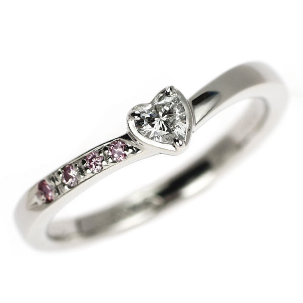 Pt900 ハートシェイプ ダイヤモンド リング 0.127ct PD0.04ct