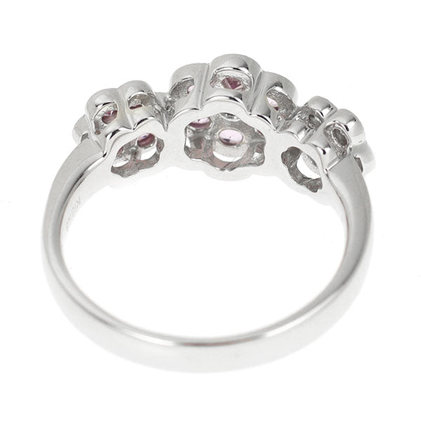 K18WG ダイヤモンド インペリアルトパーズ ピンクサファイア リング 0.20ct T0.50ct S0.21ct フラワー