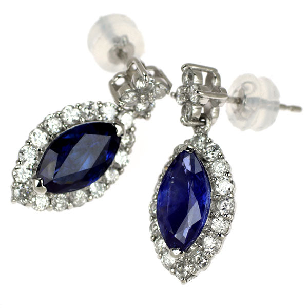 Pt900/ Pt950 サファイア ダイヤモンド ピアス 3.02ct D1.06ct