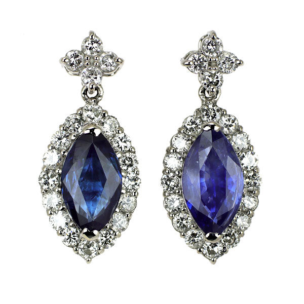 Pt900/ Pt950 サファイア ダイヤモンド ピアス 3.02ct D1.06ct