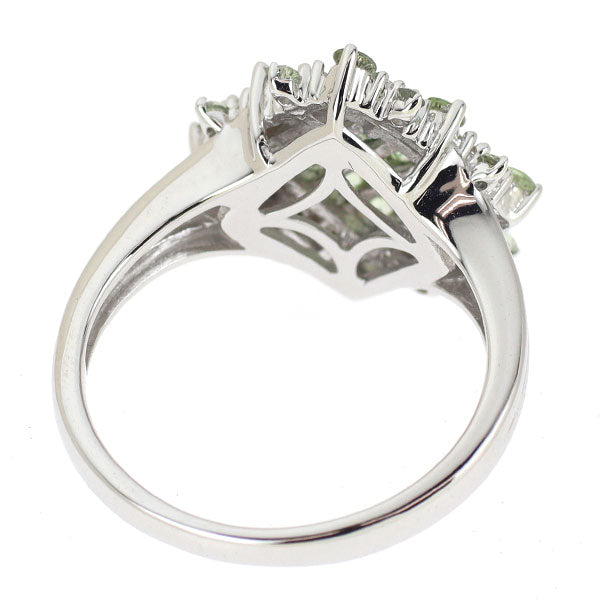 K18WG グリーン サファイア ダイヤモンド リング 1.25ct D0.19ct ミステリーセッティング