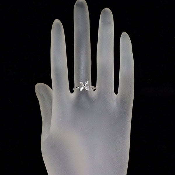 MJC K18WG マーキス ダイヤモンド リング 0.37ct BD0.01ct フラワー