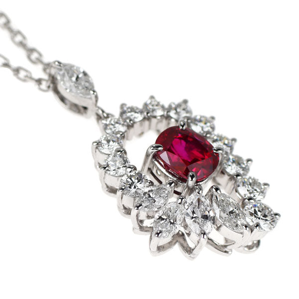 ミキモト K18WG ビルマ/ミャンマー産 ルビー ダイヤモンド ペンダントネックレス 1.24ct D1.52ct 《セルビー銀座店》【中古】