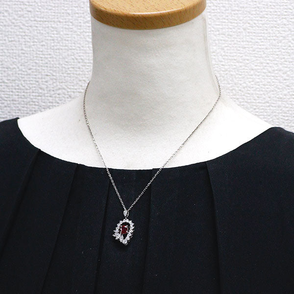 ミキモト K18WG ビルマ/ミャンマー産 ルビー ダイヤモンド ペンダントネックレス 1.24ct D1.52ct 《セルビー銀座店》【中古】