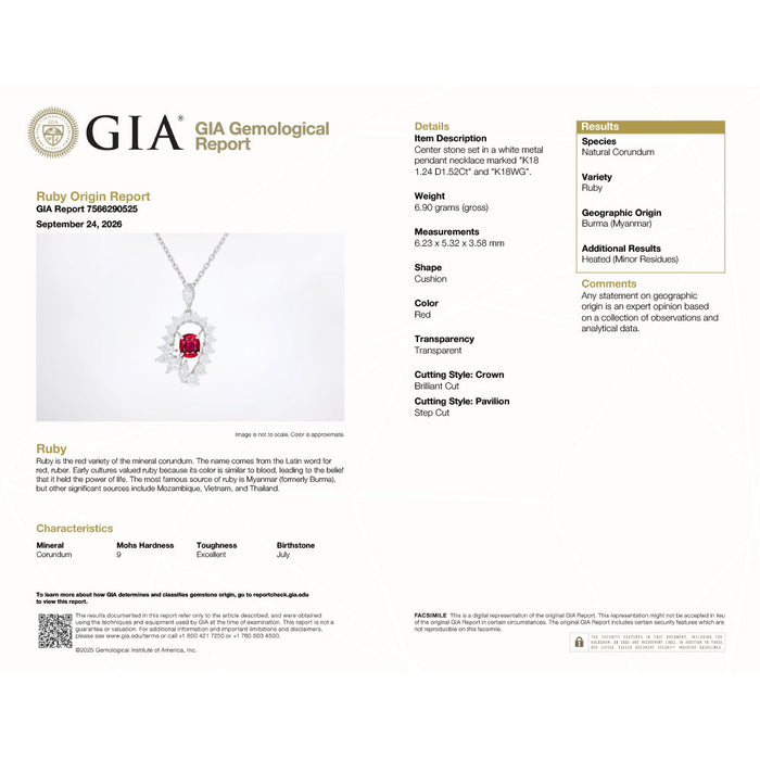 ミキモト K18WG ビルマ/ミャンマー産 ルビー ダイヤモンド ペンダントネックレス 1.24ct D1.52ct 《セルビー銀座店》【中古】