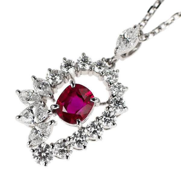 ミキモト K18WG ビルマ/ミャンマー産 ルビー ダイヤモンド ペンダントネックレス 1.24ct D1.52ct 《セルビー銀座店》【中古】