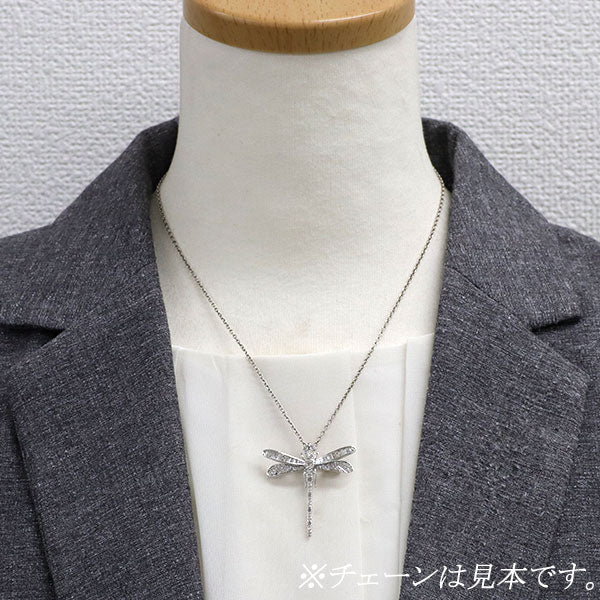 K18WG ダイヤモンド ブローチ兼ペンダントトップ 0.80ct トンボ