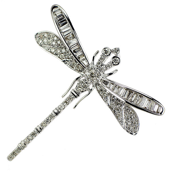 K18WG ダイヤモンド ブローチ兼ペンダントトップ 0.80ct トンボ