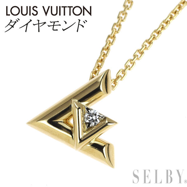 ルイヴィトン K18YG/WG ダイヤモンド ペンダントネックレス パンダンティフ LV ヴォルト ワンPM