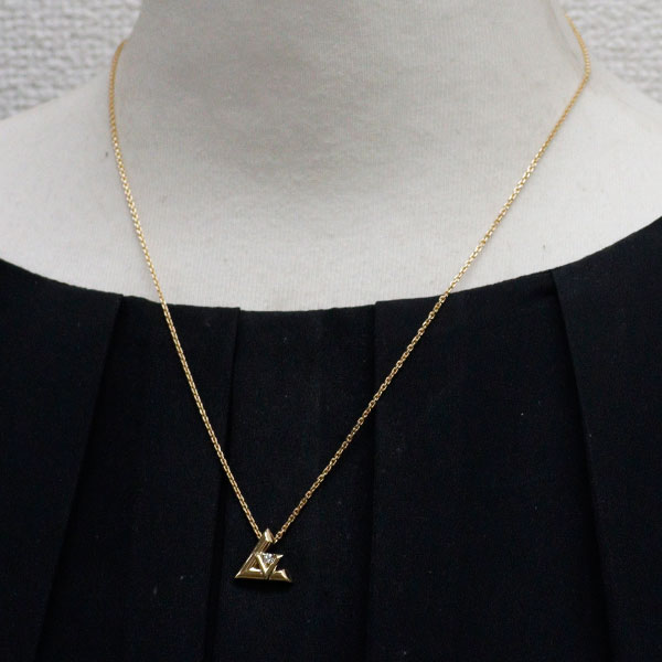 ルイヴィトン K18YG/WG ダイヤモンド ペンダントネックレス パンダンティフ LV ヴォルト ワンPM