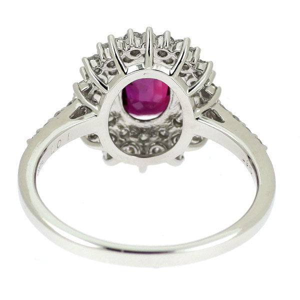 Pt950 非加熱ピジョンブラッドルビー ダイヤモンド リング 1.01ct D0.67ct