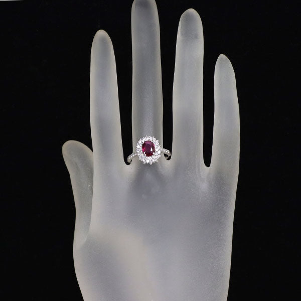 Pt950 非加熱ピジョンブラッドルビー ダイヤモンド リング 1.01ct D0.67ct