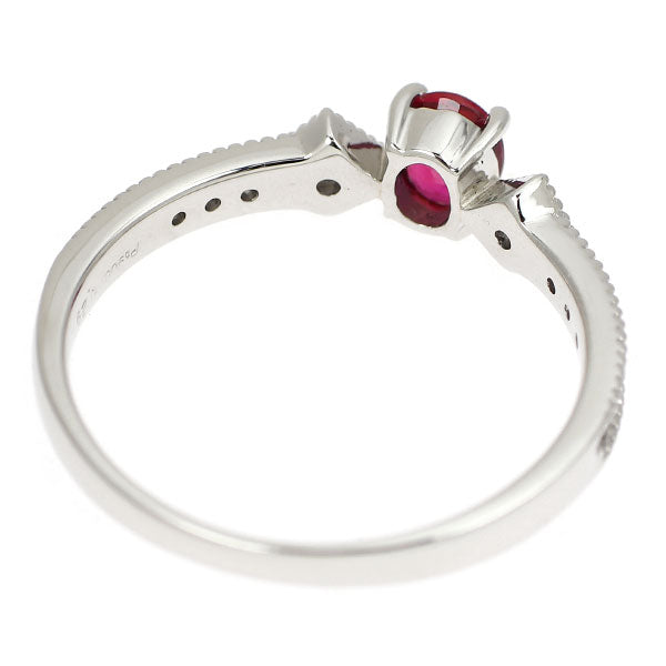Pt900 ビルマ産 非加熱ルビー ダイヤモンド リング 0.29ct DS0.07ct