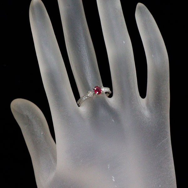Pt900 ビルマ産 非加熱ルビー ダイヤモンド リング 0.29ct DS0.07ct