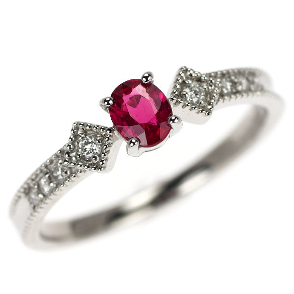 Pt900 ビルマ産 非加熱ルビー ダイヤモンド リング 0.29ct DS0.07ct