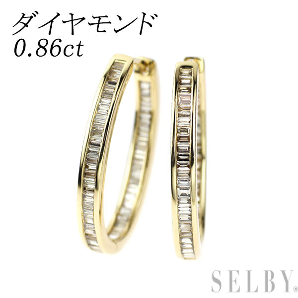 K18YG ダイヤモンド フープ ピアス 0.86ct