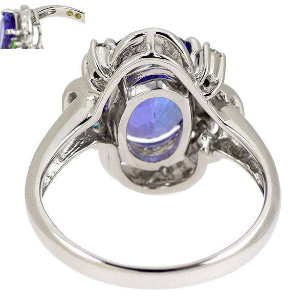 Pt900 Tanzanite Paraiba Tourmaline Demantoid Garnet Diamond Ring 3.66ct D0.16ct