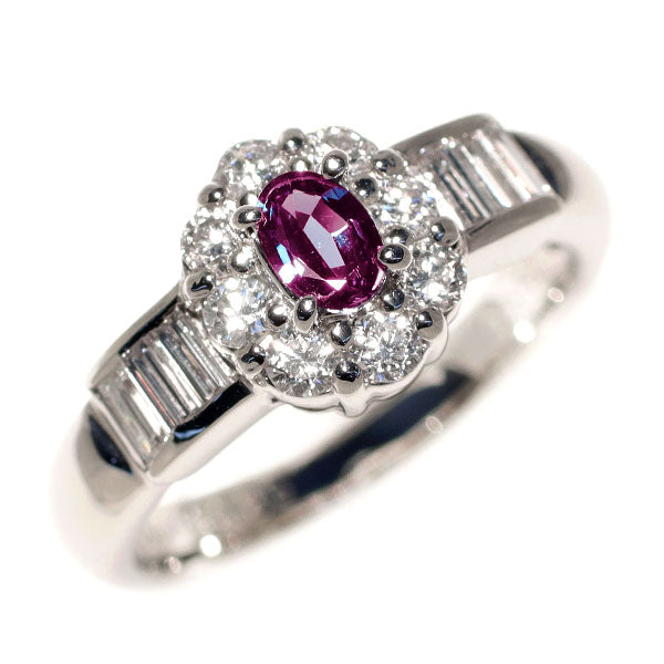 Pt900 アレキサンドライト ダイヤモンド リング 0.20ct D0.57ct 希少