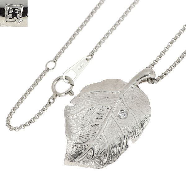 Blue River Pt900/Pt850 Diamond Pendant Necklace 1.00ct Plant