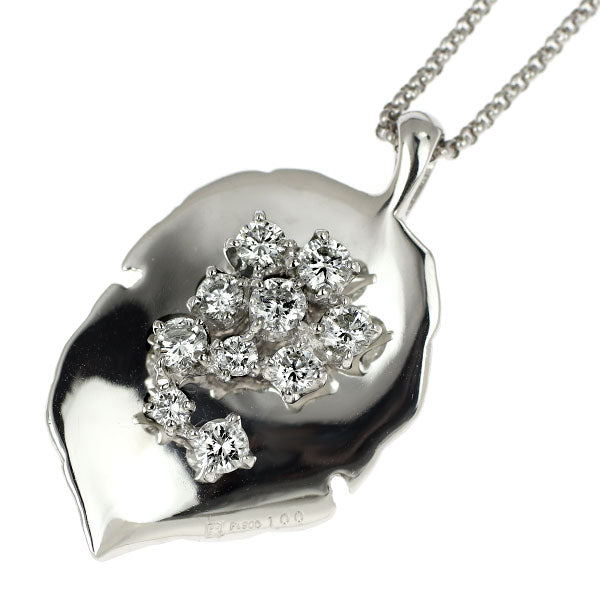 Blue River Pt900/Pt850 Diamond Pendant Necklace 1.00ct Plant