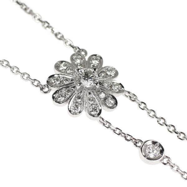 K18WG ダイヤモンド ステーションネックレス フラワー 0.90ct