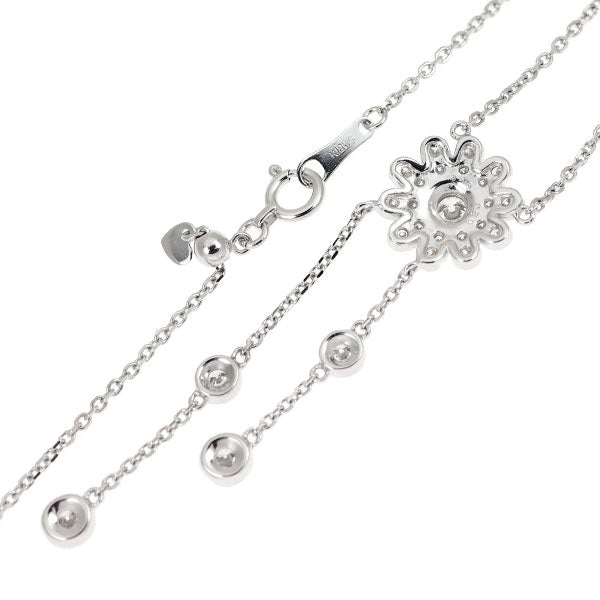K18WG ダイヤモンド ステーションネックレス フラワー 0.90ct