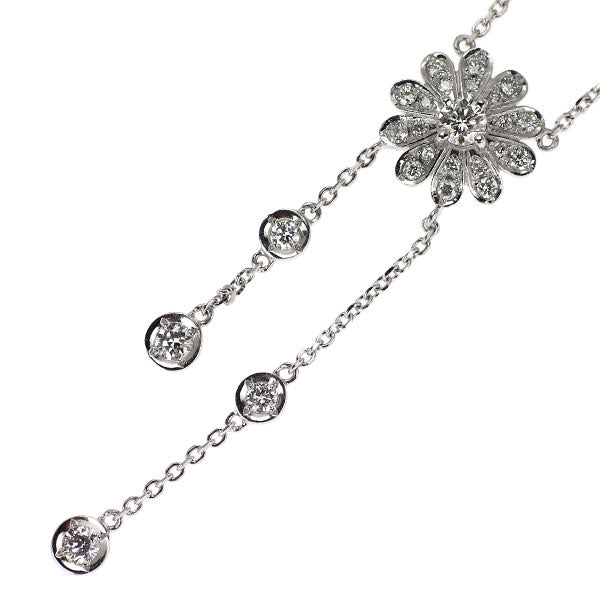 K18WG ダイヤモンド ステーションネックレス フラワー 0.90ct