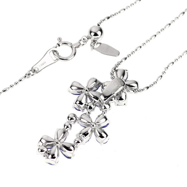 K18WG タンザナイト ダイヤモンド ペンダントネックレス 2.20ct D0.14ct フラワー