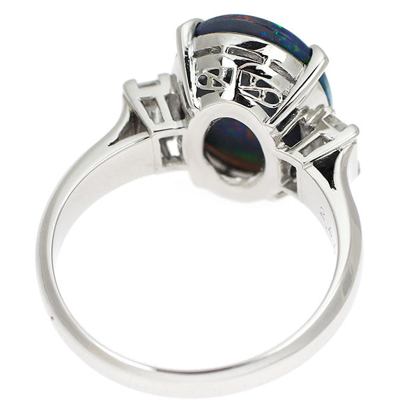 Pt900 ブラックオパール ダイヤモンド リング 2.44ct D0.30ct