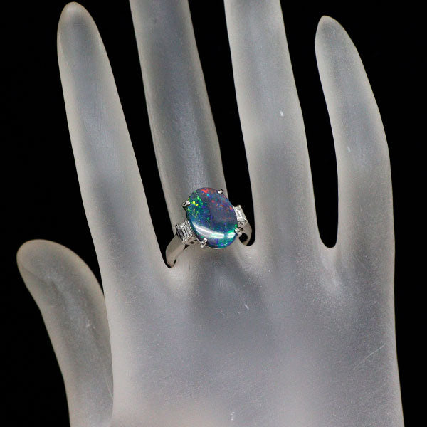 Pt900 ブラックオパール ダイヤモンド リング 2.44ct D0.30ct