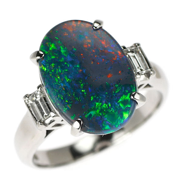 Pt900 ブラックオパール ダイヤモンド リング 2.44ct D0.30ct